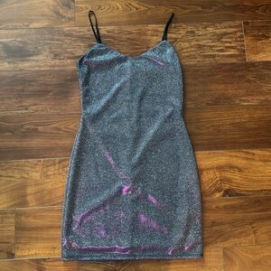Un Deux Trois UDT Purple Glitter Bodycon Mini Dress, Girls Size 16, Worn Once!